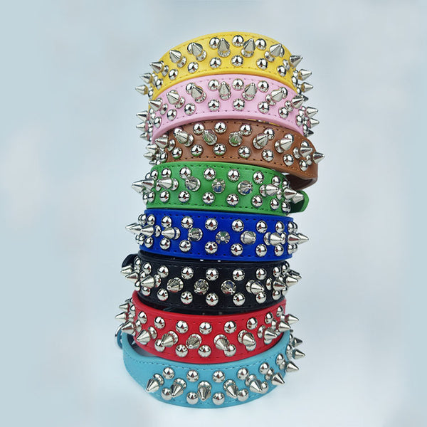 Leather Studded Rivet Dog Collar