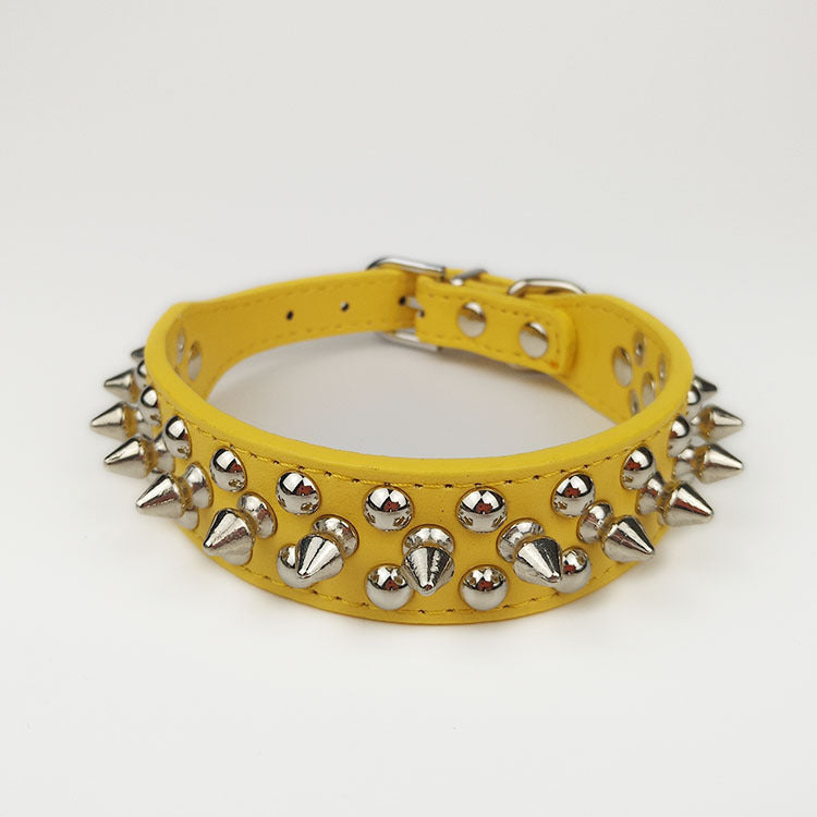 Leather Studded Rivet Dog Collar