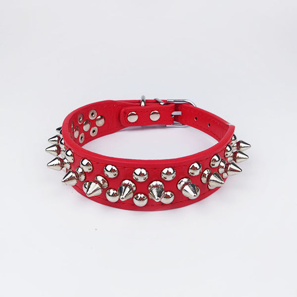 Leather Studded Rivet Dog Collar