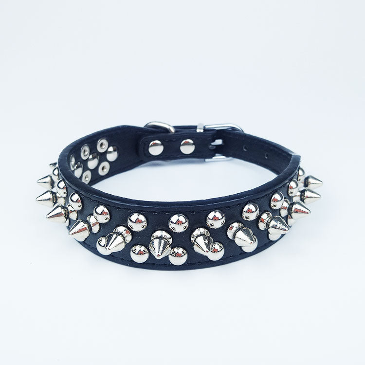 Leather Studded Rivet Dog Collar
