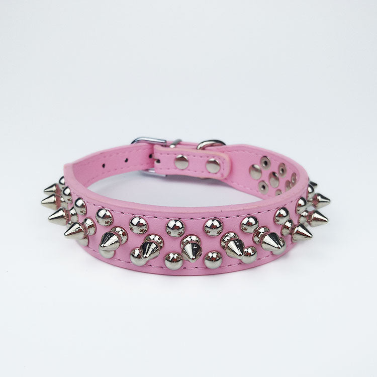 Leather Studded Rivet Dog Collar