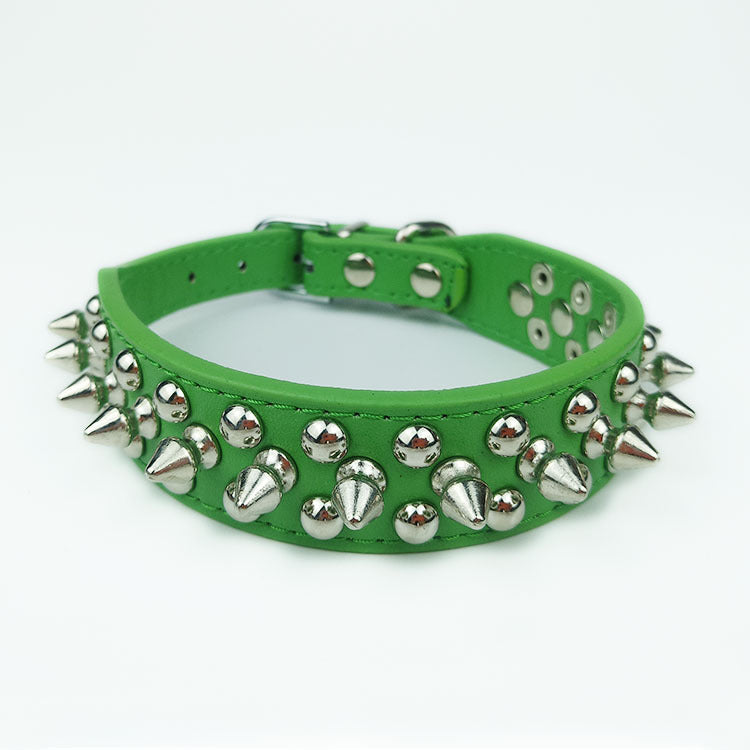 Leather Studded Rivet Dog Collar