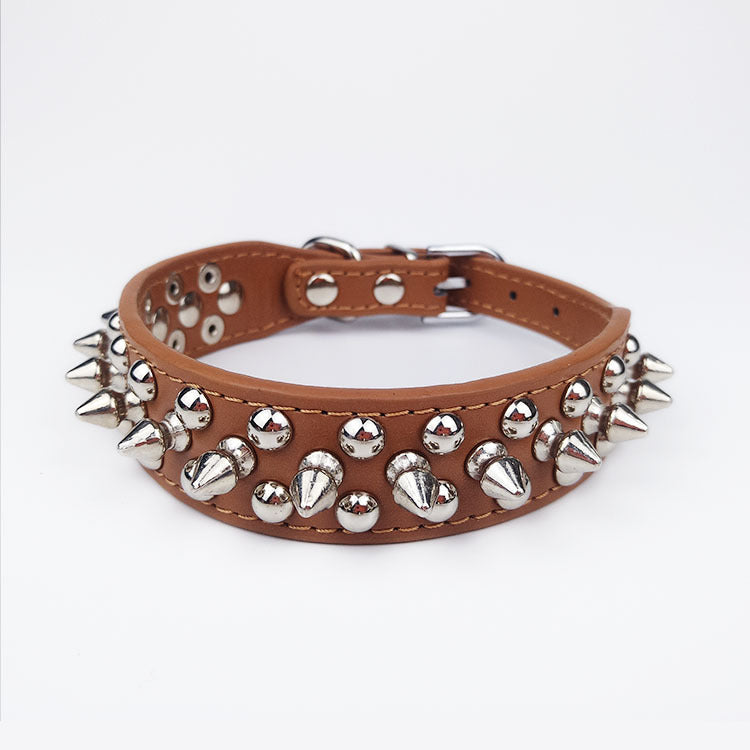 Leather Studded Rivet Dog Collar