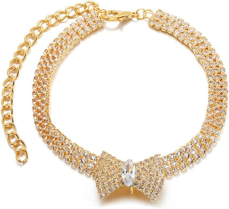 Adjustable Crystal Bow Pet Collar