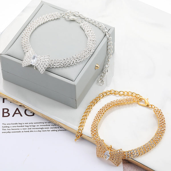 Adjustable Crystal Bow Pet Collar