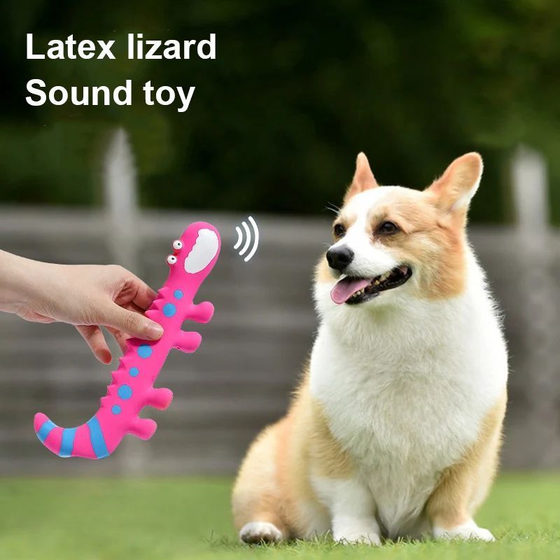 Jouet à mâcher couineur en latex en forme de lézard 