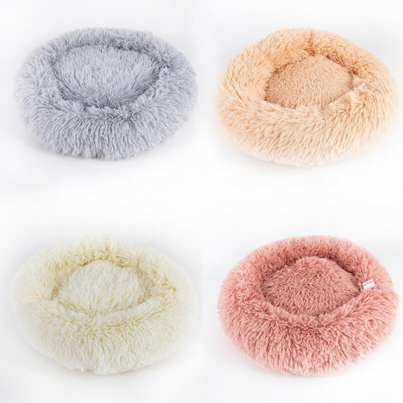 Round plush pet nest bed.