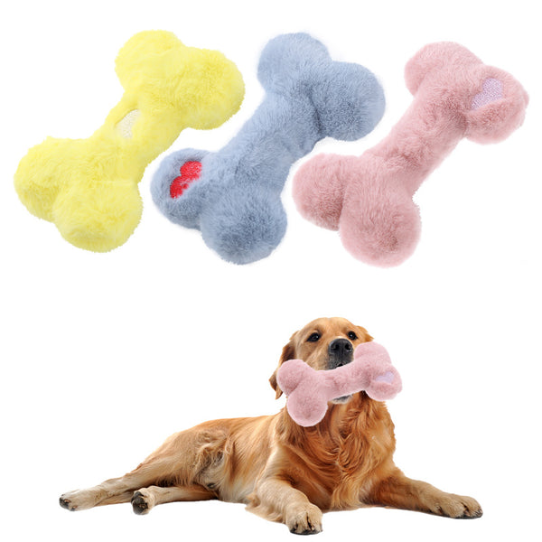 Plush Squeaky Bone Dog Toy
