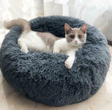 Round plush pet nest bed.