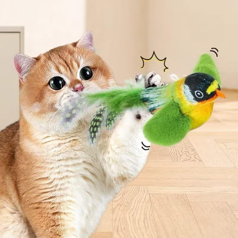 Flappy Chase Cat Toy, Flappy Chase Bird Cat Toy, FlappyChase Interactive Cat Toy, Chirping Bird Cat Toy Flapping Wings, Flying Interactive Simulation Electric Sparrow Shaking Bird