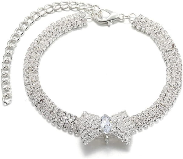 Adjustable Crystal Bow Pet Collar