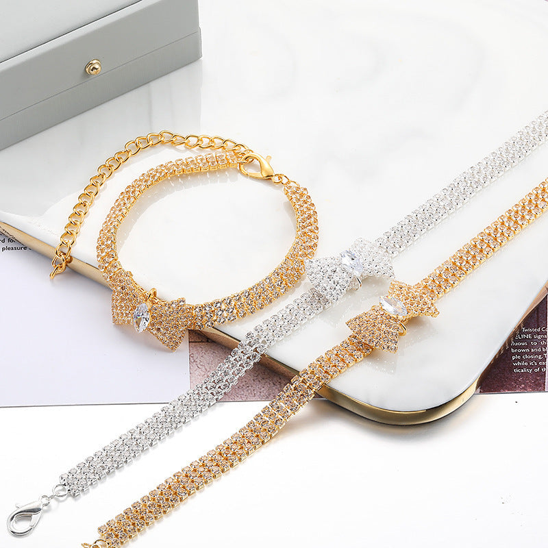 Adjustable Crystal Bow Pet Collar